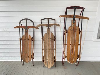 Lot Of 3 Antique Sleds