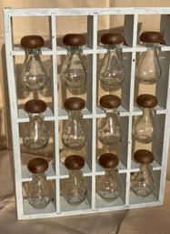 Wooden Spice Rack And Glass Bottles Apothecary