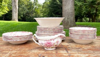 Vintage Johnson Brothers Dinner Service For 6 Plus Lots Of Extras - Rose Chintz Pattern