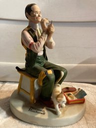 Norman Rockwell Porcelain Figurine - Man Threading A Needle 1980 Danbury Mint