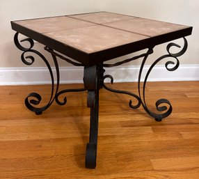 Iron And Tile Square End Table (b)