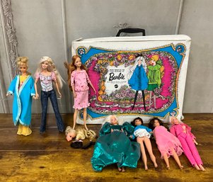 Lot Of 7 Various Vintage Mattel Barbie Dolls W/Case