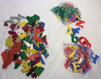 Lot Of ABC Refrigerator Magnets & USA States Shaped Pieces - L