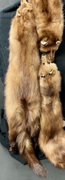 Vintage Stone Marten Stole - Genuine Fur 4 Pelts - Light Color - Shoulder Scarf Wrap - 74 Inch L X 9 Inch Wide