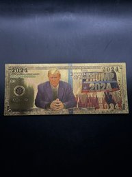 Gold Colored Donald Trump 2024 Bill