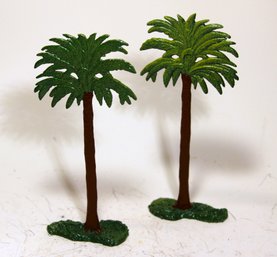 Two Vintage Original Paint Lead Figures Tall Palm Trees