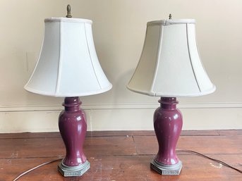 A Pair Of Ceramic Ginger Jar Lamps On Bronze Bases