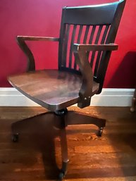 Wooden Swivel Desk Chair On Wheels