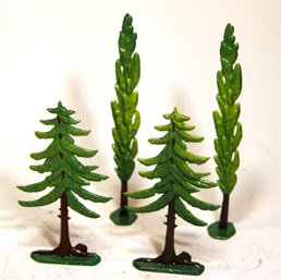 Lot Of Four Dime Store Original Paint Lead Trees