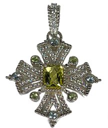 Fine Gemstone And CZ Sterling Silver Judith Ripka Maltese Cross Pendant