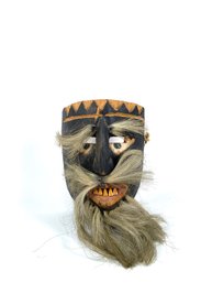 Yaqui Yoeme Pascola Mask - Palm Trunk With Natural Hair Details - Sonora Mexico