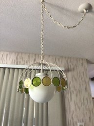 Mid Century Green And Yellow Globed Hanging Light Fixture