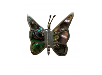 Large Sterling Silver Butterfly Wirh Abalone Inlay