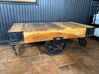 Argo Industrial Coffee Table On Wheels