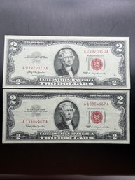 2 1963 Red Seal $2 Bills