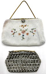 2 Vintage Beaded Evening Bags: Real Point De Beauvais (hand-beaded), France &  Rhinestone With Belt Loop