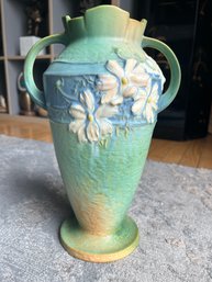 Stunning Vintage 1930s ROSEVILLE COSMOS BLUE 12' Handled Vase