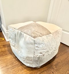 Square Hair On Leather Pouf