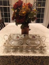 Vintage White Metal Tray