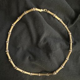 Beautiful 14K And Sterling Bamboo Link Chain Necklace