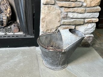 Galvanized Metal Fireplace Scuttle Bucket