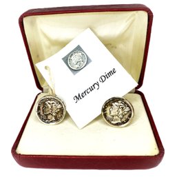 Vintage Sterling Silver Mercury Dime Cufflinks