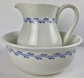 Vintage Portuguese Mideramica Washbasin And Pitcher