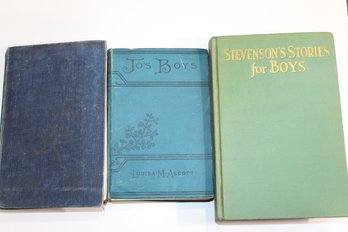 1898 Lm Alcott Jo's Boys And Ct Yankee - Twain, Stevenson's For Boys