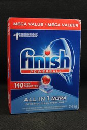 Full Unopened Box Of 140 Finish Powerball All In One Ultra Dishwasher Detergent