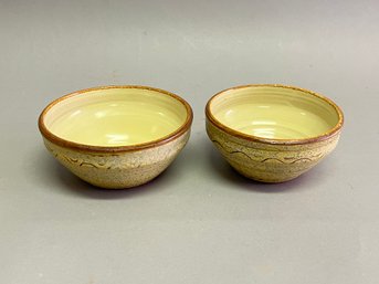 Pair Of Pottery Bowls Signed Vibert