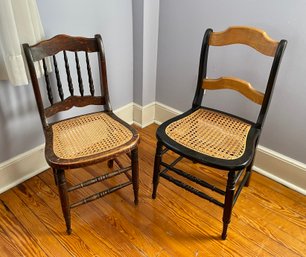 Pair Of Vintage Cane Seat Chairs