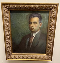 Vintage Framed Oil On Canvas Portrait Signed Lower Right