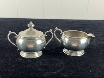 Hanle Distinctive American Pewter Creamer & Covered Sugar Set