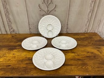 Lovely Italian Pottery White Embossed Artichoke Plates Set/4