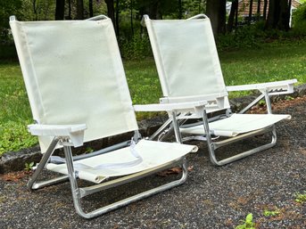 A Pair Of Beach Chairs - Aluminum And Mesh