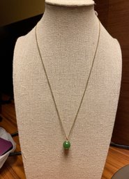 Jade Style Pendant On Gold Tone Chain