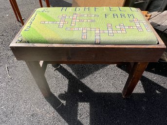 Vintage Country Farmhouse Needlepoint Bench