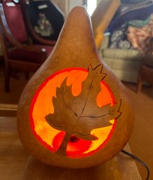 Meadow Brook Gourds Maple Leaf Cut-out Electric Light Lamp Hand Crafted In Carlisle, PA.