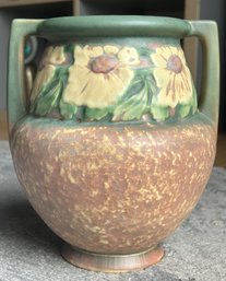 Rare Vintage 1930s ROSEVILLE 'dahlrose' 8 1/2' Double-handled Vase