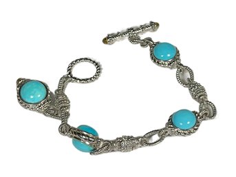 Fine Judith Ripka Sterling Silver And Turquoise Bracelet