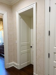 A Solid Wood 3 Panel Door And Wood Panel Entryway - BR