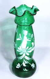 Victorian Hand Blown Art Glass Vase Mary Gregory Enamel