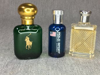 Three New Mens POLO / RALPH LAUREN Miniature Colognes - Classic POLO -  POLO Sport -  RL SAFARI -  ALL FULL