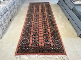 An Authentic Vintage Oriental Bokhara Runner Rug In Fine Hand-Knotted Wool, ~8'3'x2'9'