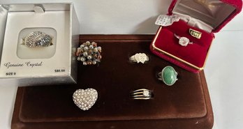 Vintage Lot Of Assorted Rings Some Vintage - Crystal, Sterling, Gold ELECROPLATE,  Sizes In Description