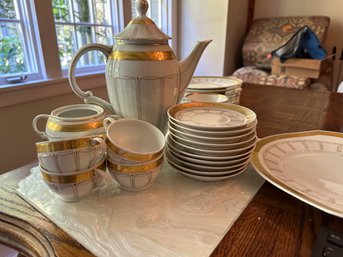 Gold Rimmed Dessert Set From Fraureuth Mark From 1919-1926