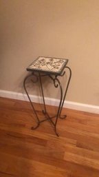 Vintage Metal Plant Stand With Tile Top