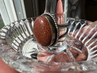 Sterling Ring With Sparkle Cabochon