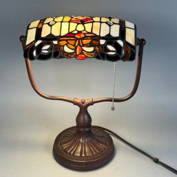 Tiffany Style Stained Glass Bankers Lamp