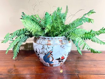 An Asian Vase With Faux Fern